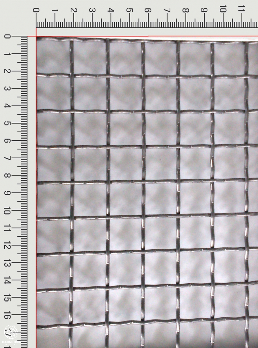 Žebérkové pletivo 20 x 20, průměr drátu 2,5 mm, materiál nerez 1.4301, formát 1000x2000 mm